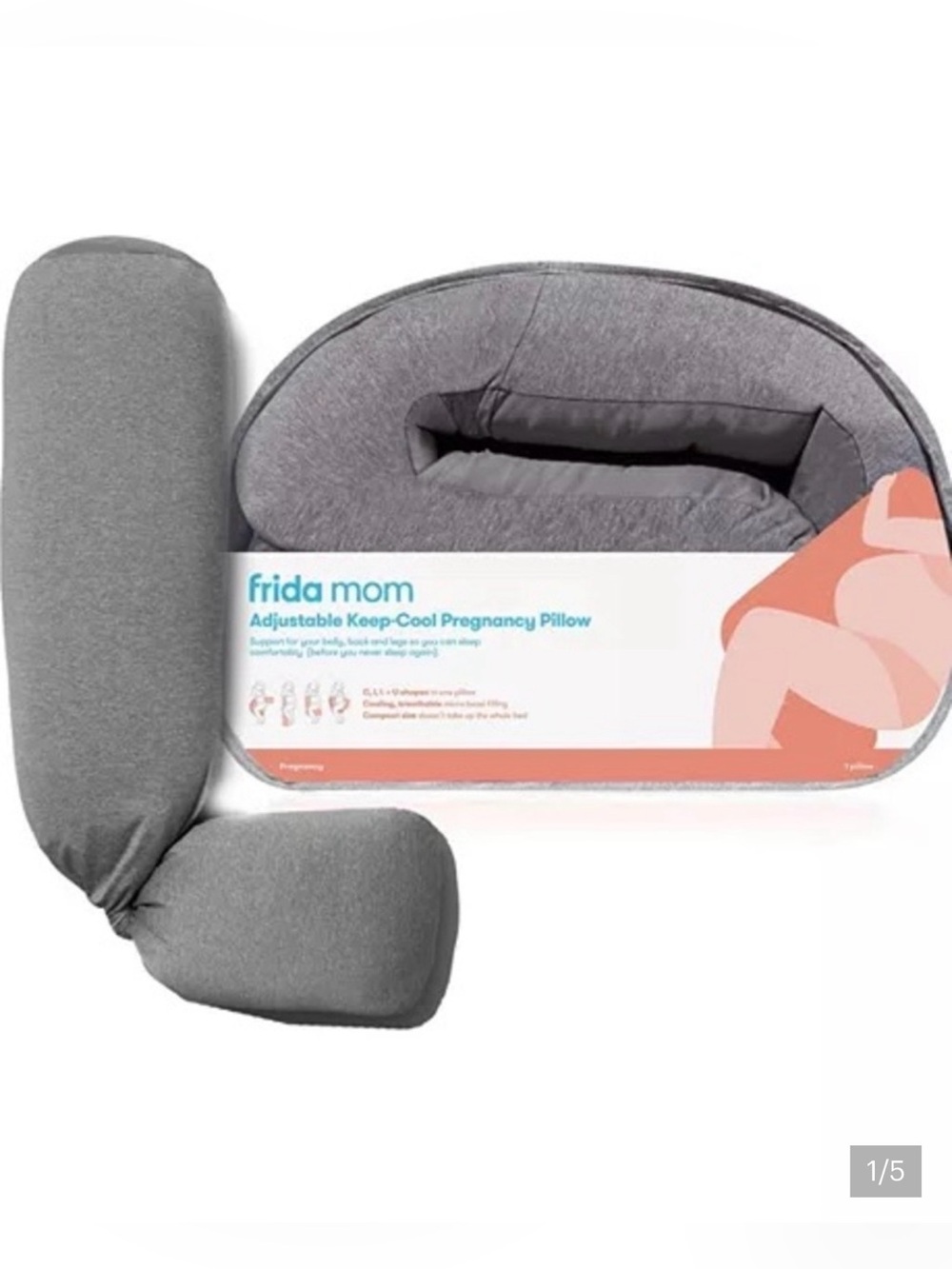 frida mom Adjustable Keep-Cool Pregnancy Pillow - Gray